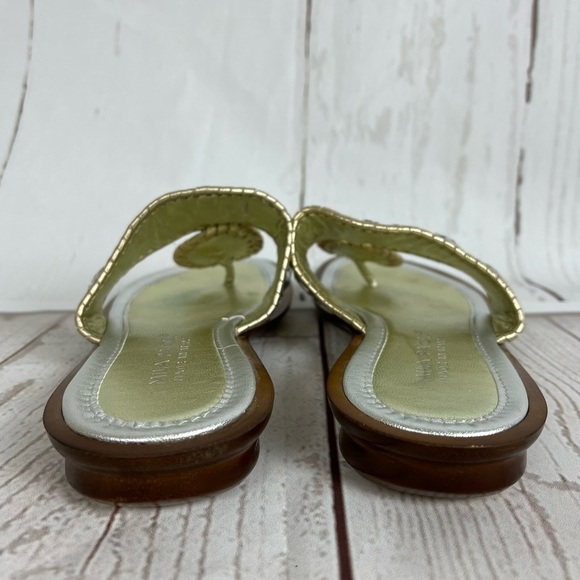 Mila Paoli Italian leather jeweled sandals metallic gold and silver 6.5 - Picture 3 of 7